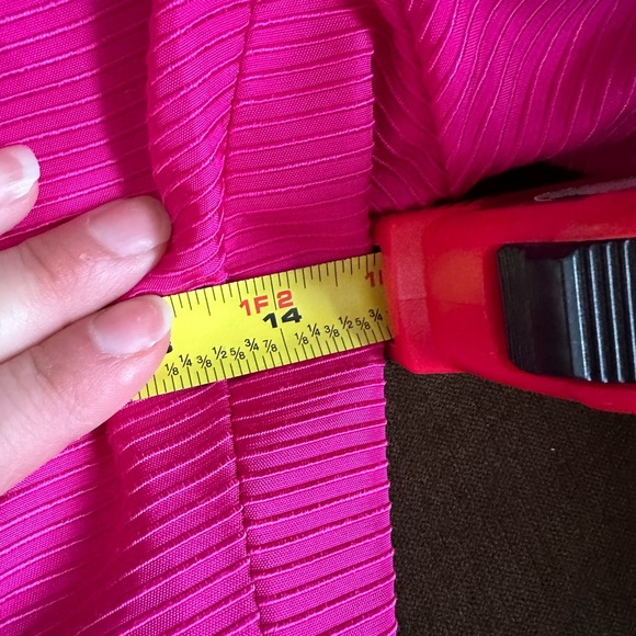 Vintage Black Satin Midi Skirt & Fuchsia Pink W Black Rose Bow Jacket Set NoTag. - Picture 15 of 16